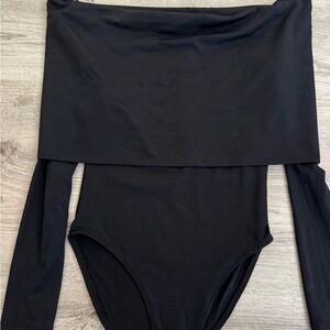 Black Off-Shoulder Kids One Piece